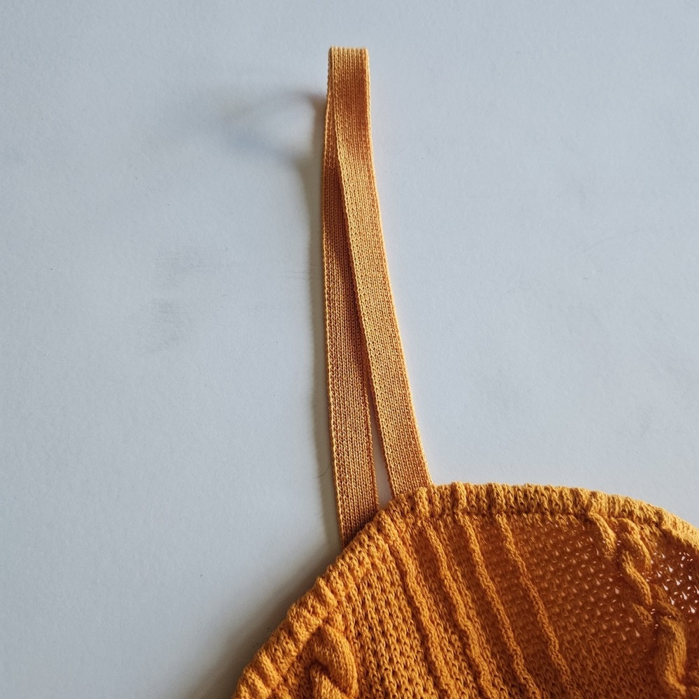 Zara Crop Top Womens Medium Orange Boho Textured Summer Festival Beach Boardwalk - Picture 3 of 5